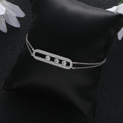 New Smooth Bead Move Charm Bracelet Design Geometric Full Microl Zirconia Wedding Engagement Women Bangle Fashion Jewelry B097