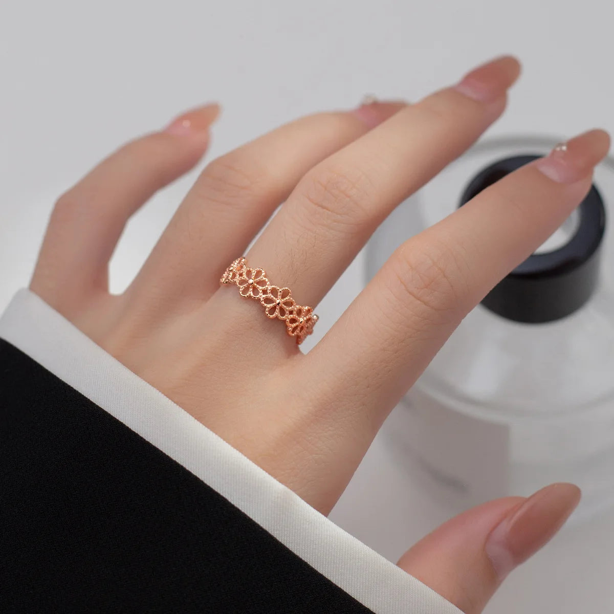 925 Sterling Silver Open Finger Ring Elegant Rose Pink Shining Dazzling Stackable For Women Jewelry Gift Dropship Wholesale