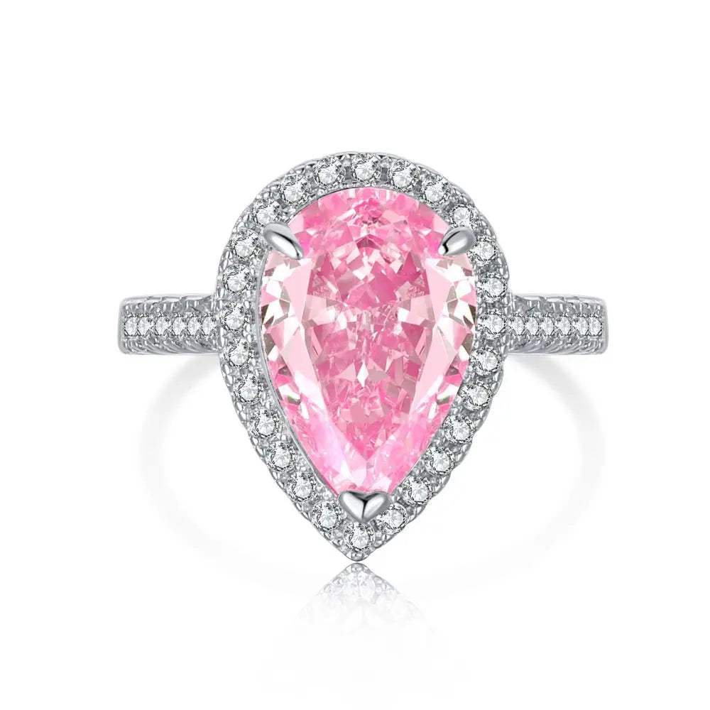 EUREKA 925 Sterling Silver Crushed Ice Cut Lab Pink Sapphire Gemstone Ring For Women Wedding Engagement Jewelry