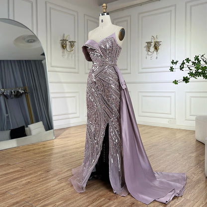 2025 Arabic Turquoise Beaded Evening Dresses  Dubai Elegant One Shoulder  Wedding Party Gowns LA72335  Customized