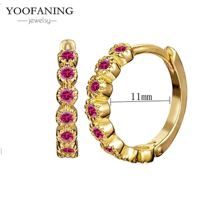 925 Sterling Silver Ear Needle Fashion Exquisite Hoop Earrings  Classic Rose Red Series Earrings for Women Patty Jewelry Gift