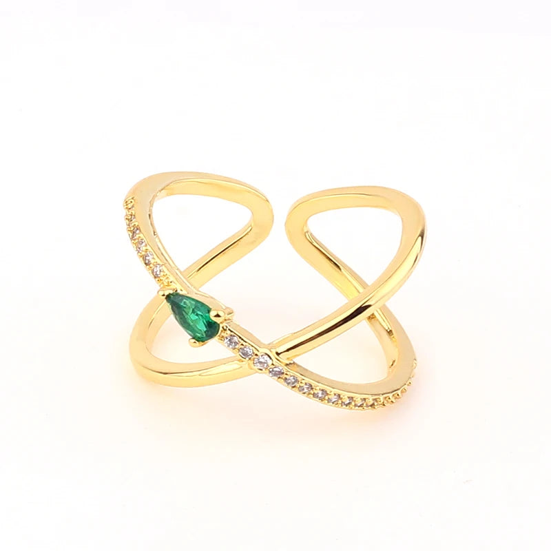 Fashion Green Cubic Zirconia 18K Gold Plated Emerald Crystal For Women Charm Bling Luxury CZ Zircon Jewelry New